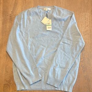 Calvin Klein Men's Light Blue V-Neck Sweater